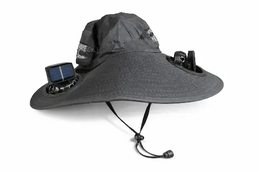 SOMBRERO CON VENTILADOR RECARGABLE CON LUZ SOLAR