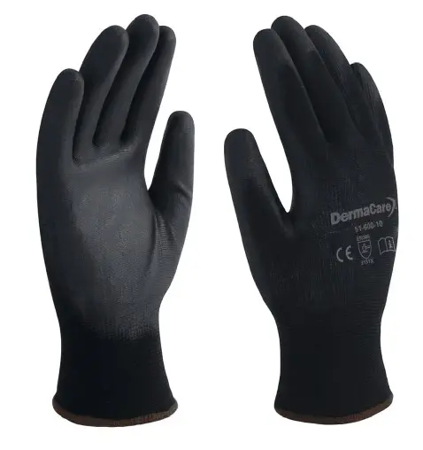 [GUA-NYL-NEG-PU-08] GUANTE NYLON CON PALMA DE PLORIURETANO NEGRO #8 
